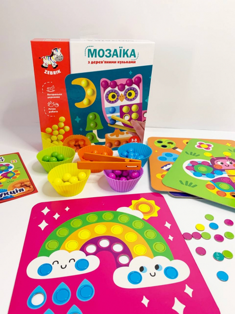 Мозаика с деревянными шариками "Дополни картинку", Zebrik ZB2002-08
