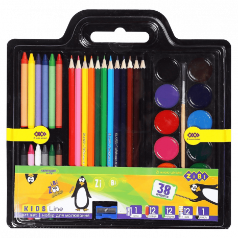 Набір для малювання 5 в1 ZiBi (олівці, воскова крейда, фарби)