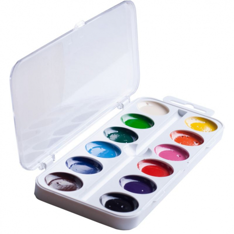 Фарби аквар. 12 кол., пласт./кор. без/п, біла ZB.6544-08